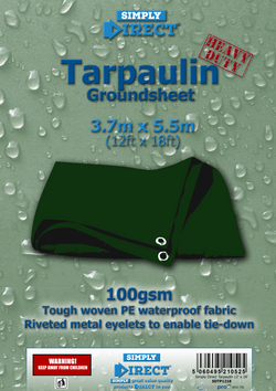 Tarpaulin - 12' x 18' (1.8m x1.2m) - Riveted Eyelets - Simply Direct