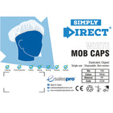 Mob Caps - White - Clipped - Simply Direct - Bulk Buy Options