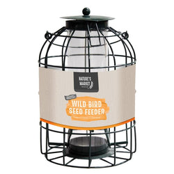 Squirrel guard caged bird seed feeder green 27cm high from Natures Market
