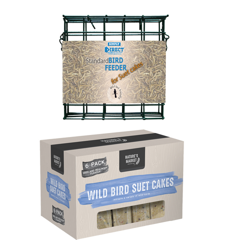 Bird CAKE Feeder - Standard - with 6 SUET CAKES - Simply Direct